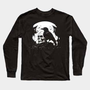 crow and skull design Long Sleeve T-Shirt